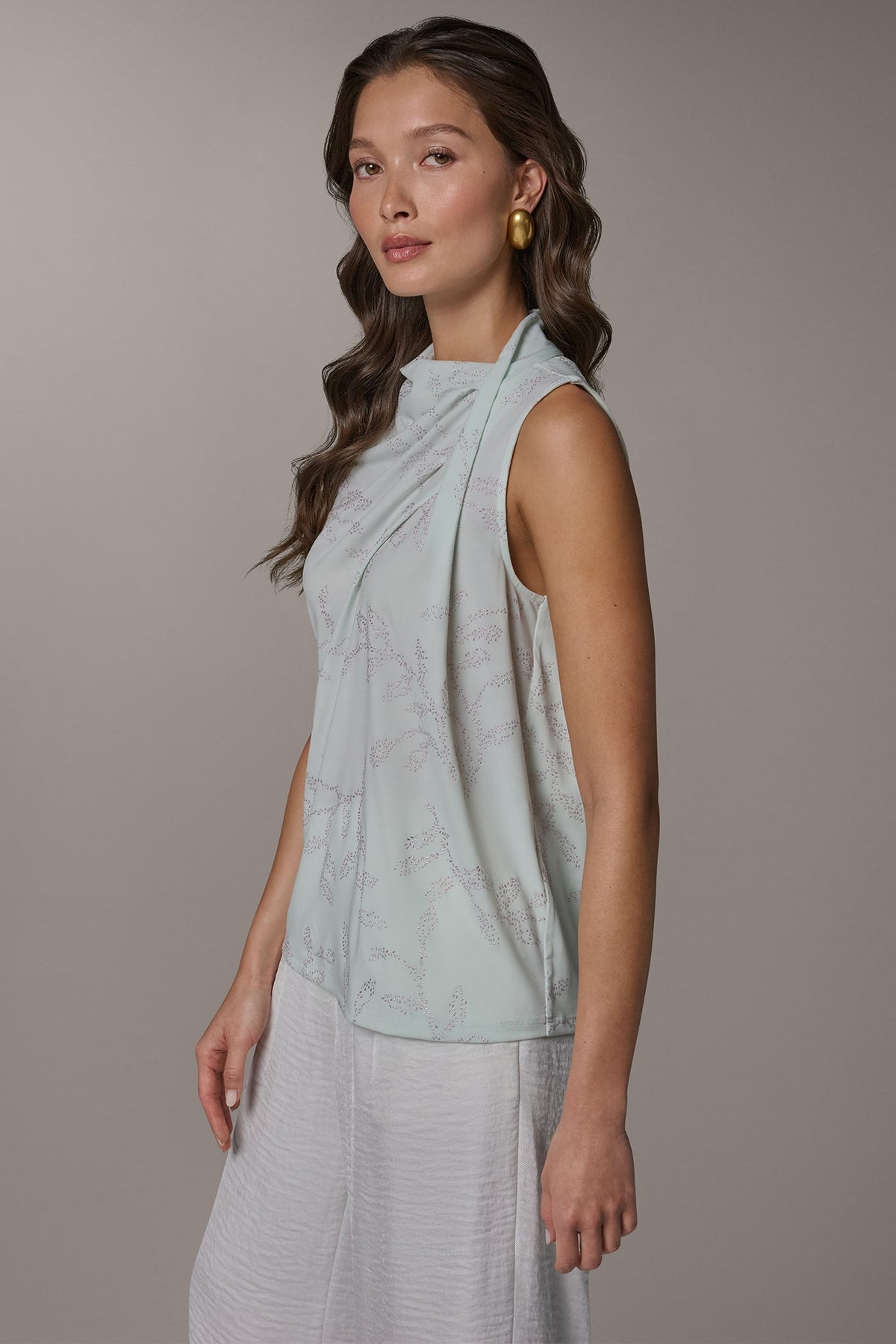 Donna Karan DRAPE TWIST SHOULDER BLOUSE