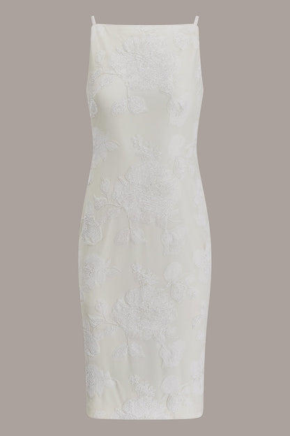 Donna Karan FLORAL SEQUIN MIDI SHEATH DRESS
