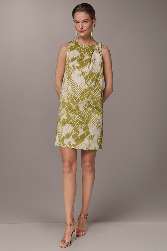 Donna Karan COTTON-SATEEN TWIST SHOULDER SHIFT DRESS