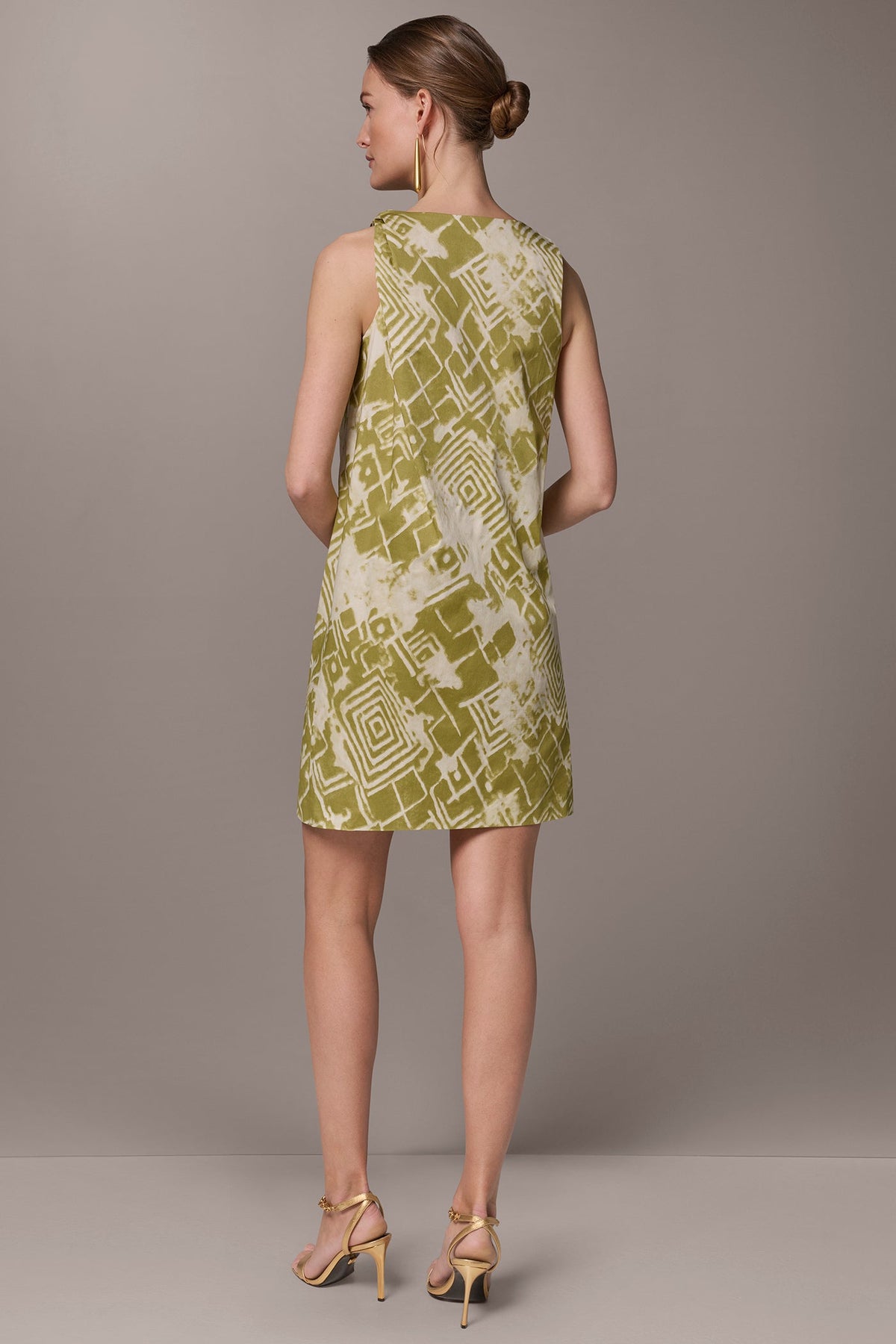 Donna Karan COTTON-SATEEN TWIST SHOULDER SHIFT DRESS