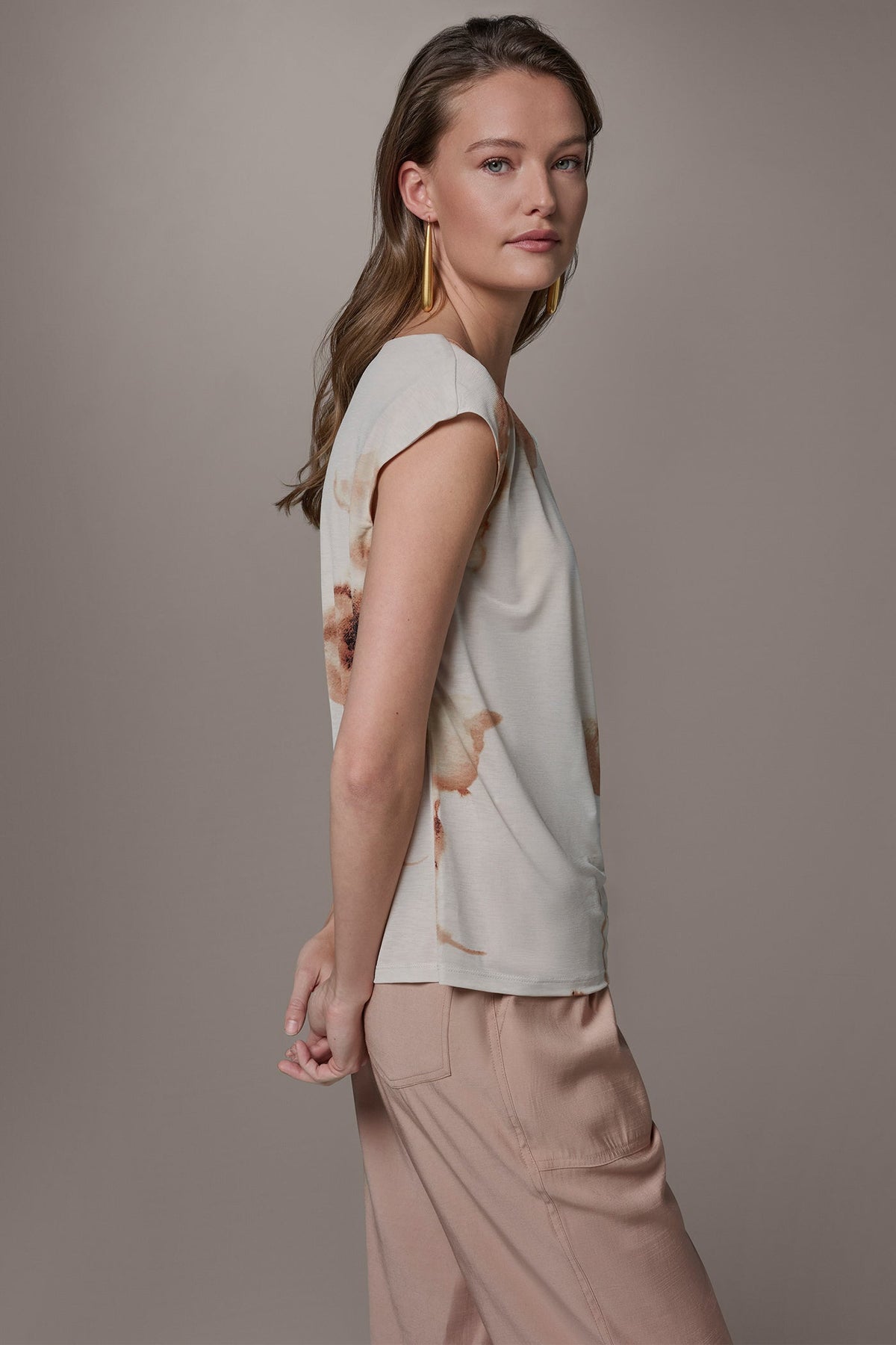 Donna Karan FLORAL ASYMMETRIC BLOUSE