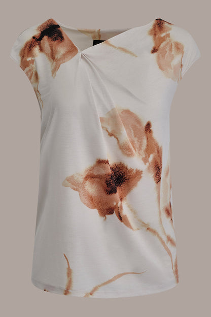 Donna Karan FLORAL ASYMMETRIC BLOUSE