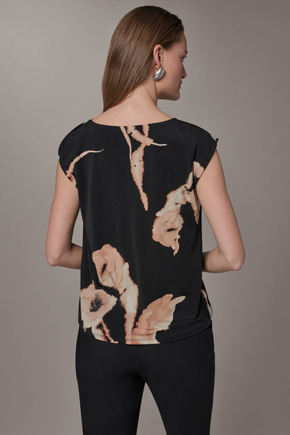 Donna Karan FLORAL ASYMMETRIC BLOUSE