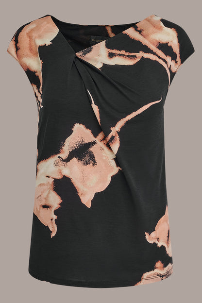 Donna Karan FLORAL ASYMMETRIC BLOUSE