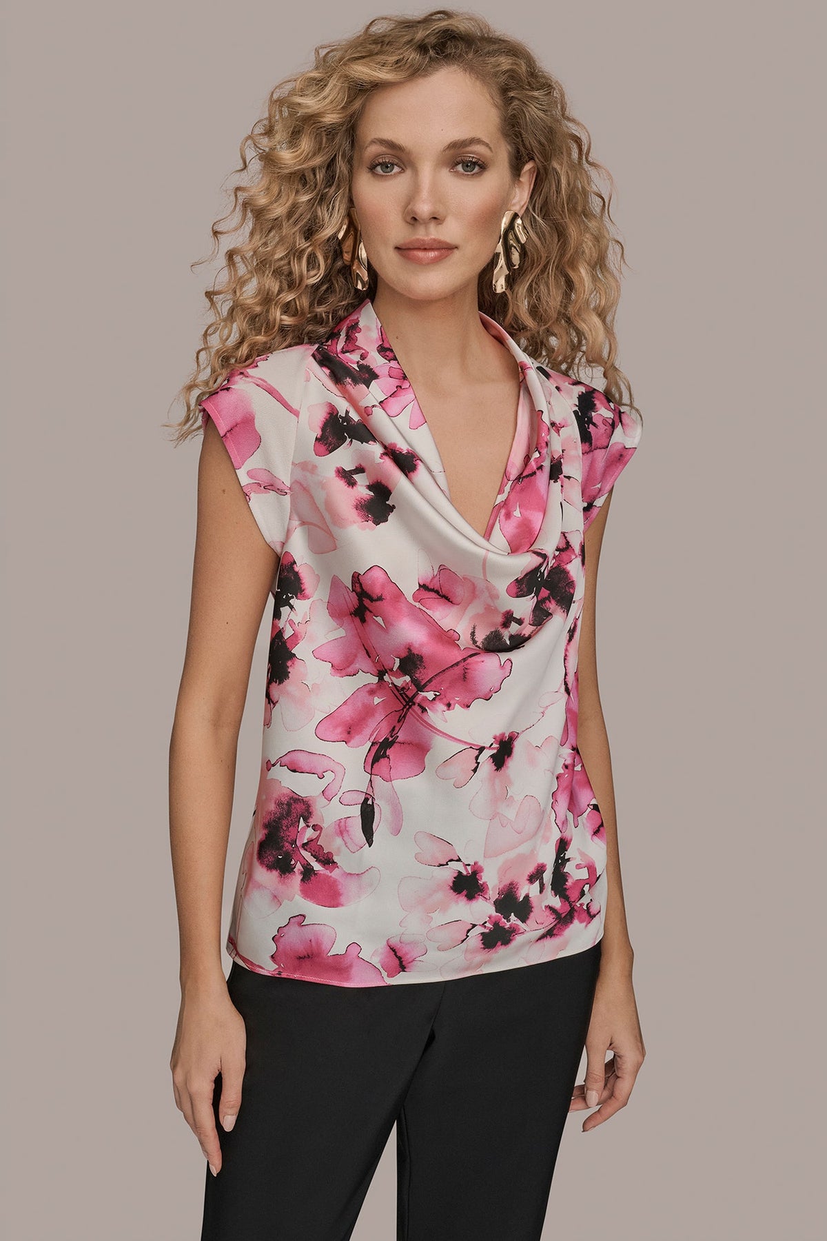 Donna Karan SLEEVELESS COWL NECK TOP