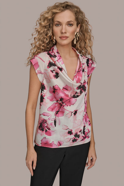 Donna Karan SLEEVELESS COWL NECK TOP