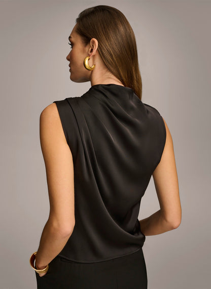 Donna Karan SLEEVELESS DRAPED MOCKNECK TOP