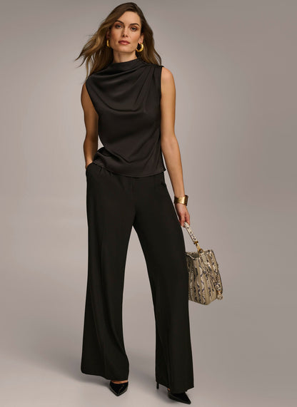 Donna Karan SLEEVELESS DRAPED MOCKNECK TOP
