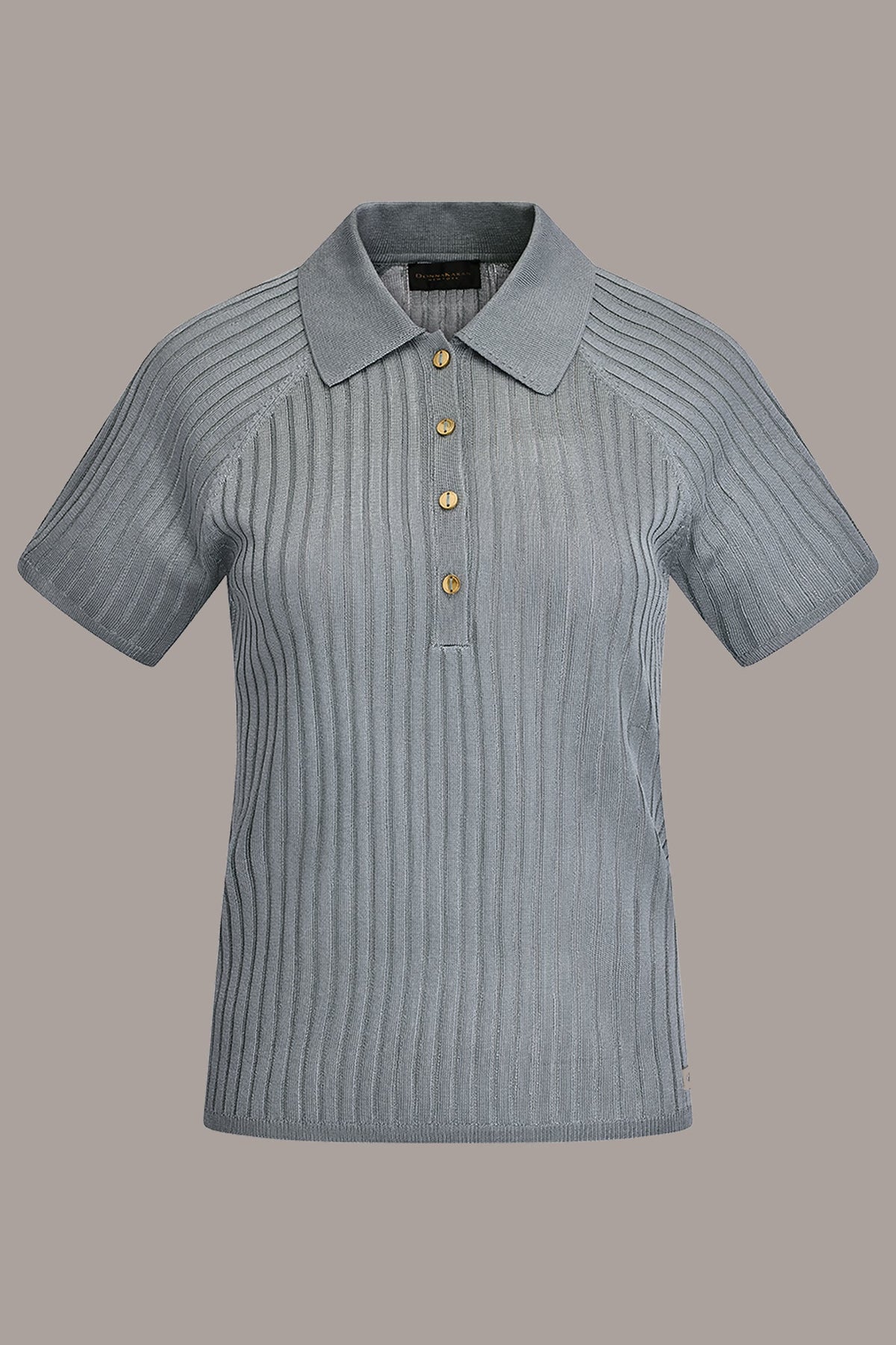 Donna Karan RIB-KNIT POLO SWEATER