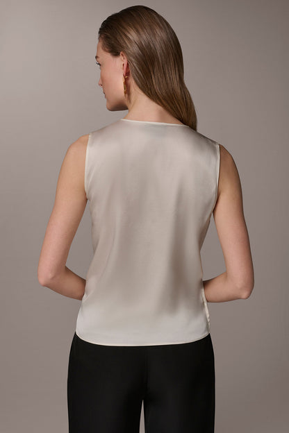Donna Karan STRETCH-SILK WRAP-EFFECT BLOUSE