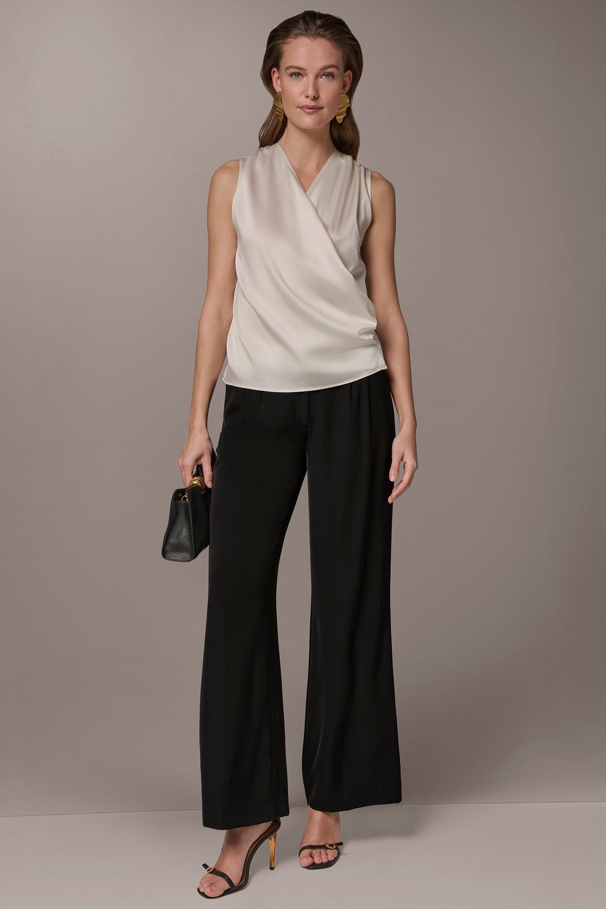 Donna Karan STRETCH-SILK WRAP-EFFECT BLOUSE