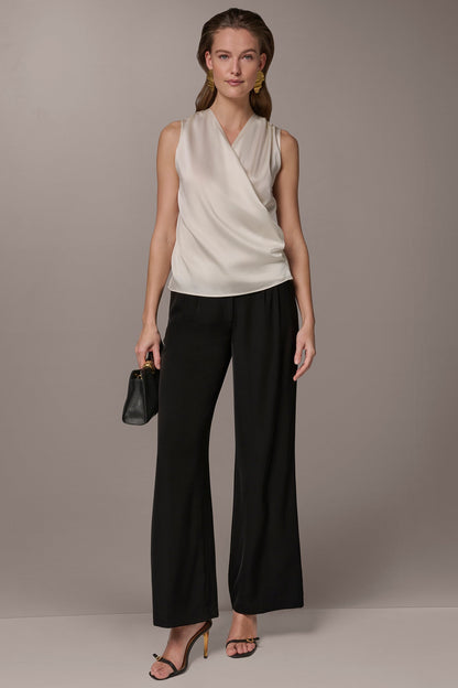 Donna Karan STRETCH-SILK WRAP-EFFECT BLOUSE