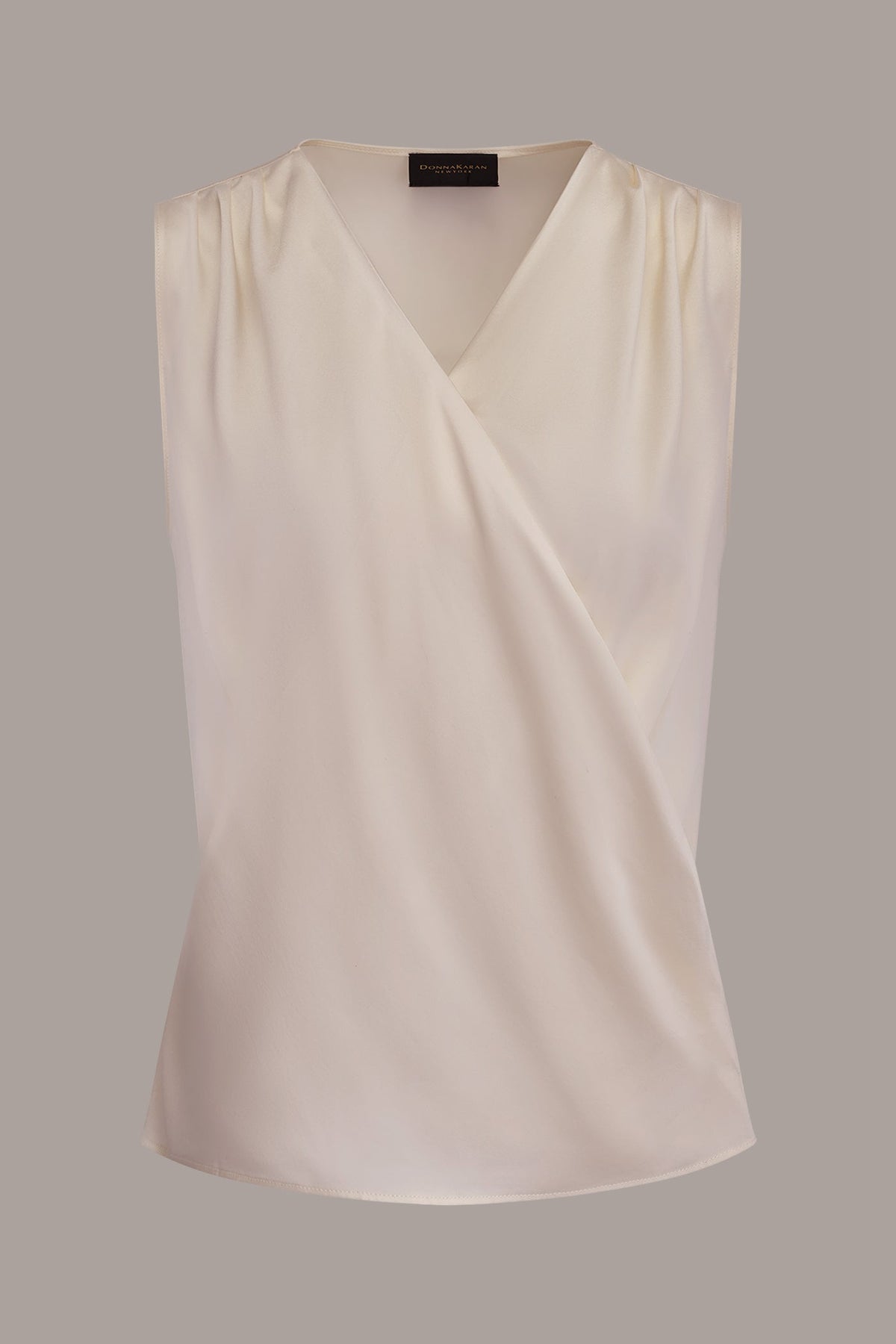 Donna Karan STRETCH-SILK WRAP-EFFECT BLOUSE