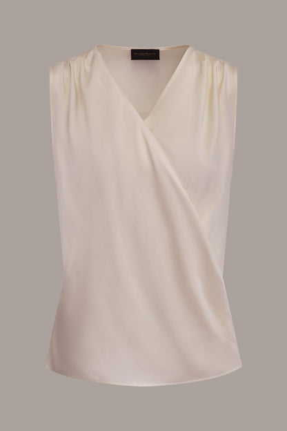 Donna Karan STRETCH-SILK WRAP-EFFECT BLOUSE