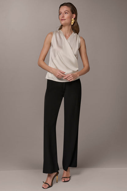 Donna Karan STRETCH-SILK WRAP-EFFECT BLOUSE