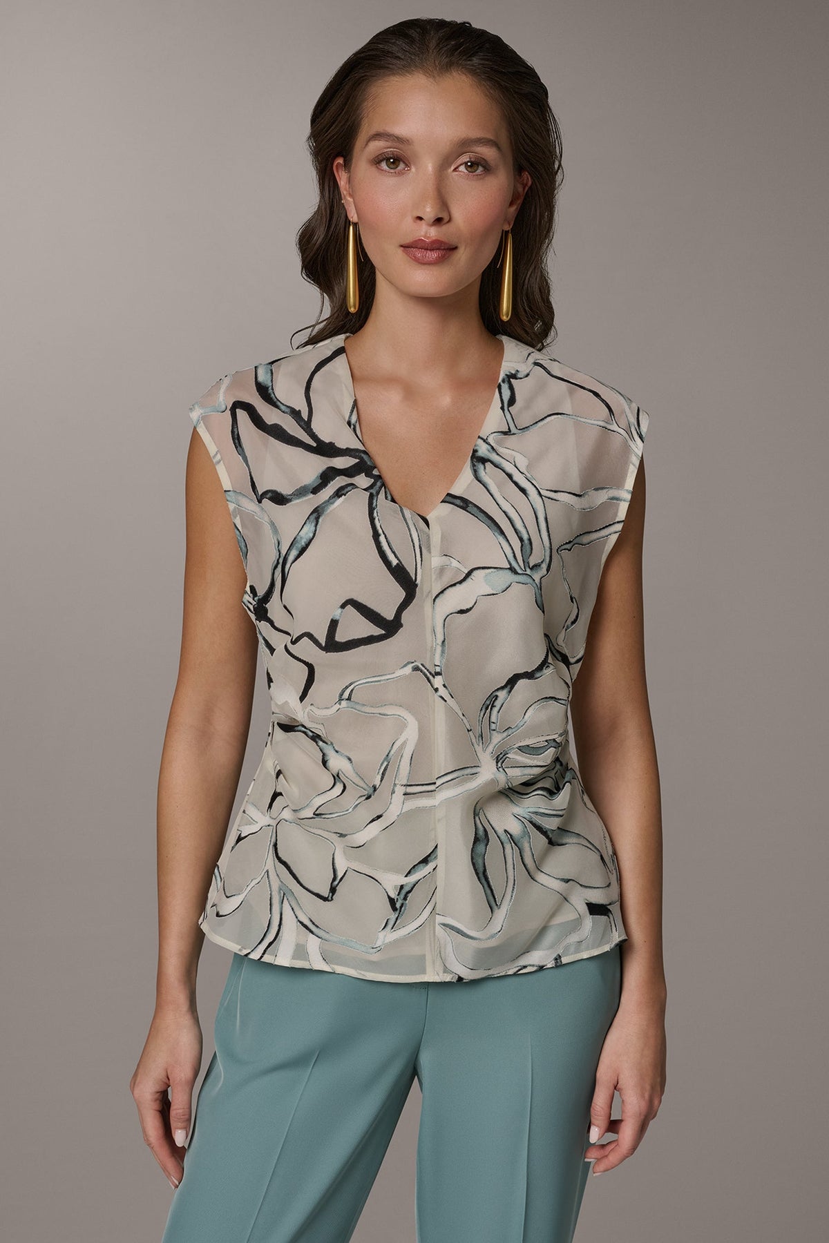 Donna Karan FLORAL BURNOUT TOP