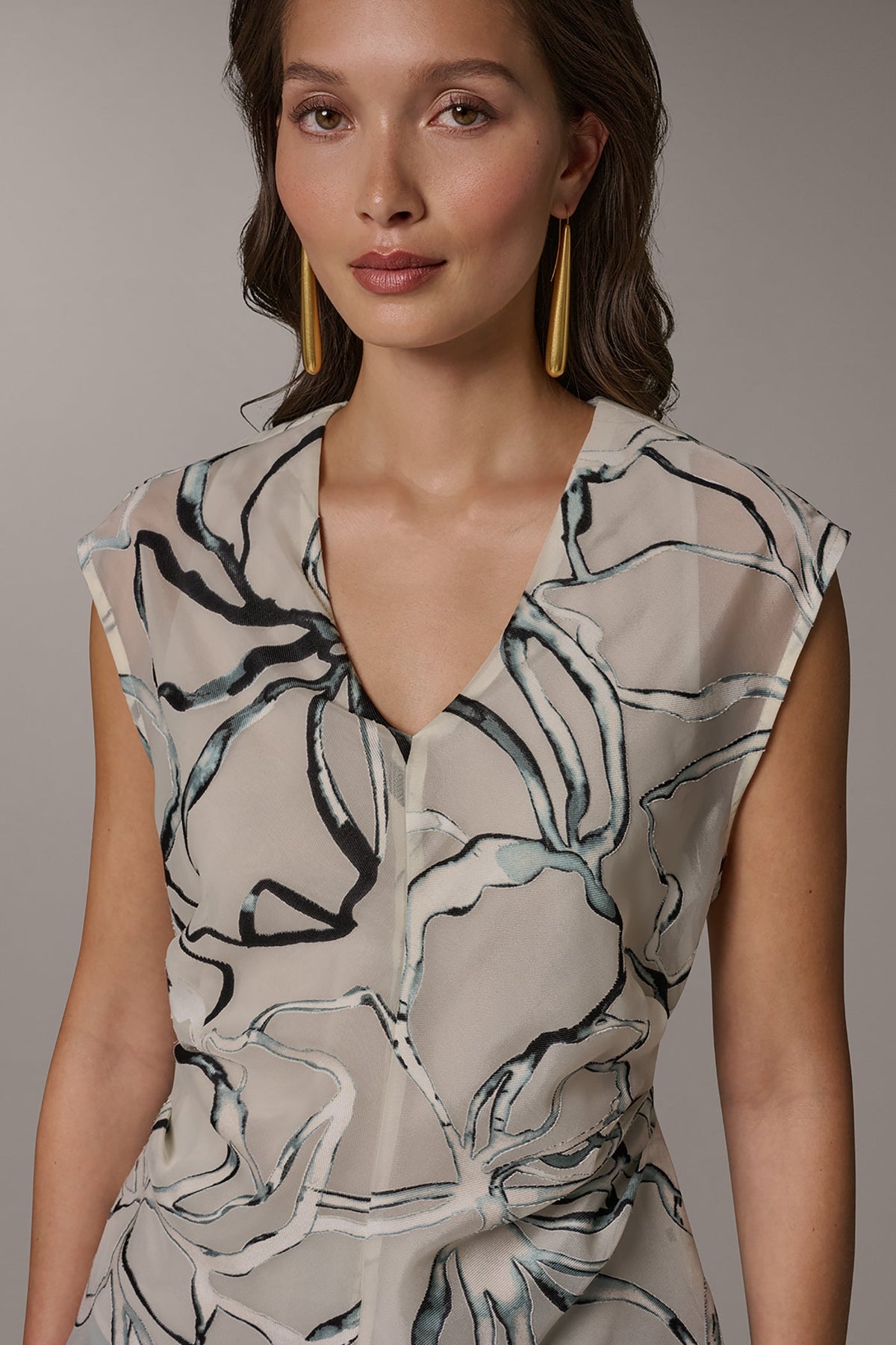 Donna Karan FLORAL BURNOUT TOP