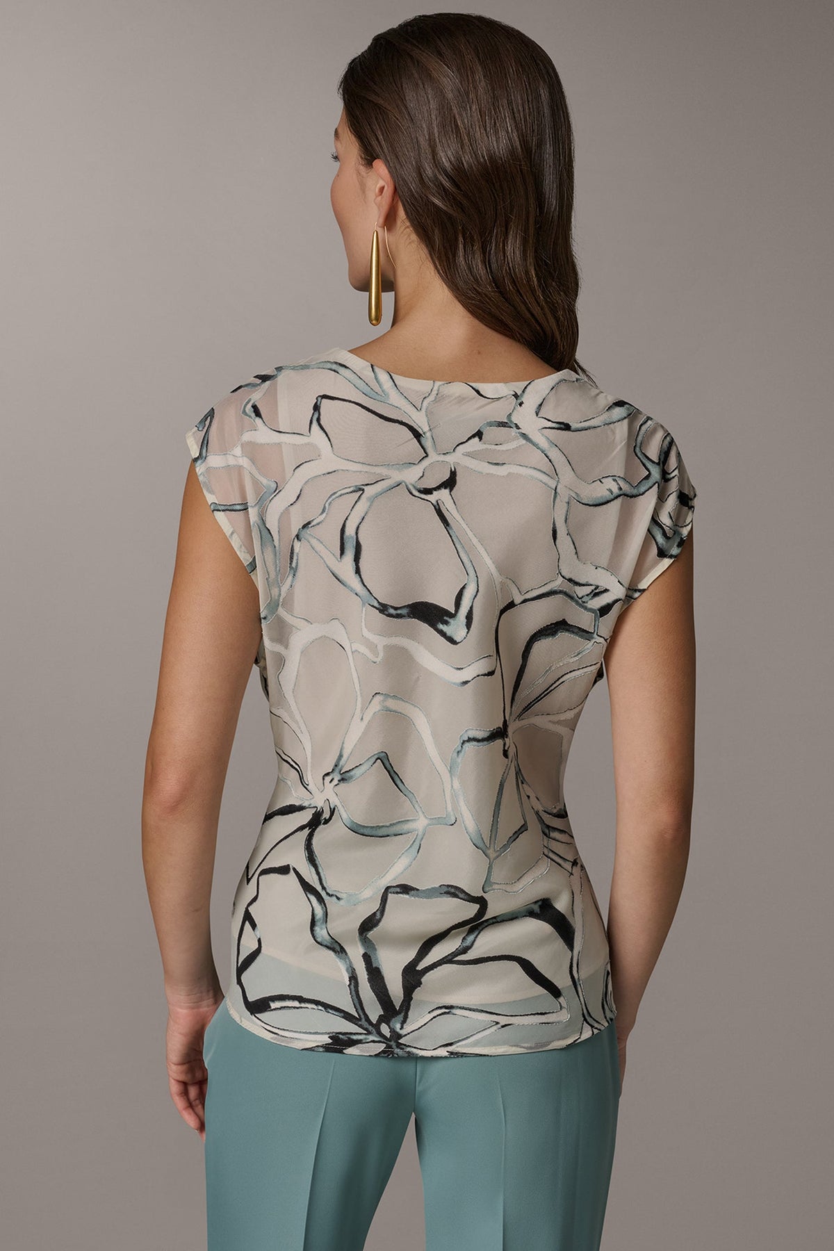 Donna Karan FLORAL BURNOUT TOP