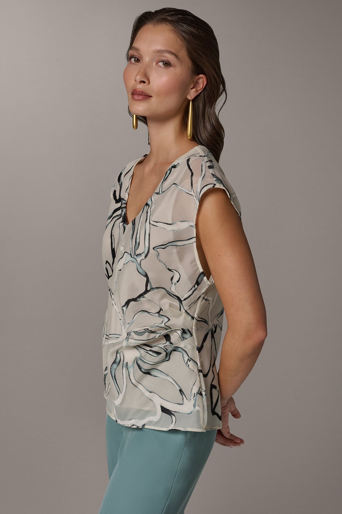 Donna Karan FLORAL BURNOUT TOP