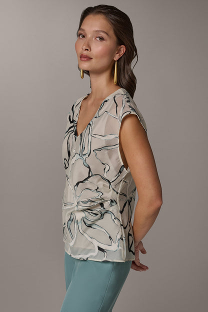Donna Karan FLORAL BURNOUT TOP
