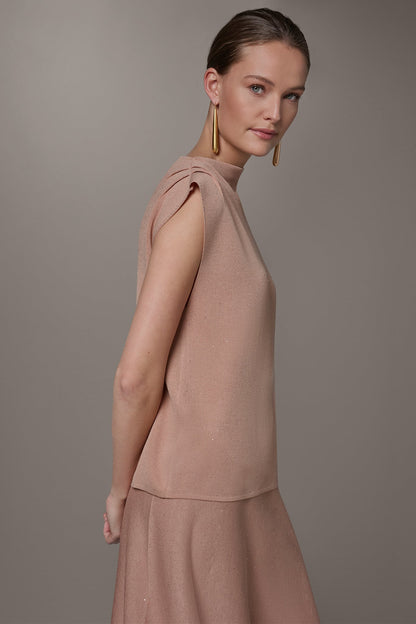 Donna Karan SEQUIN ASYMMETRIC FUNNEL NECK SWEATER