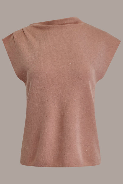 Donna Karan SEQUIN ASYMMETRIC FUNNEL NECK SWEATER
