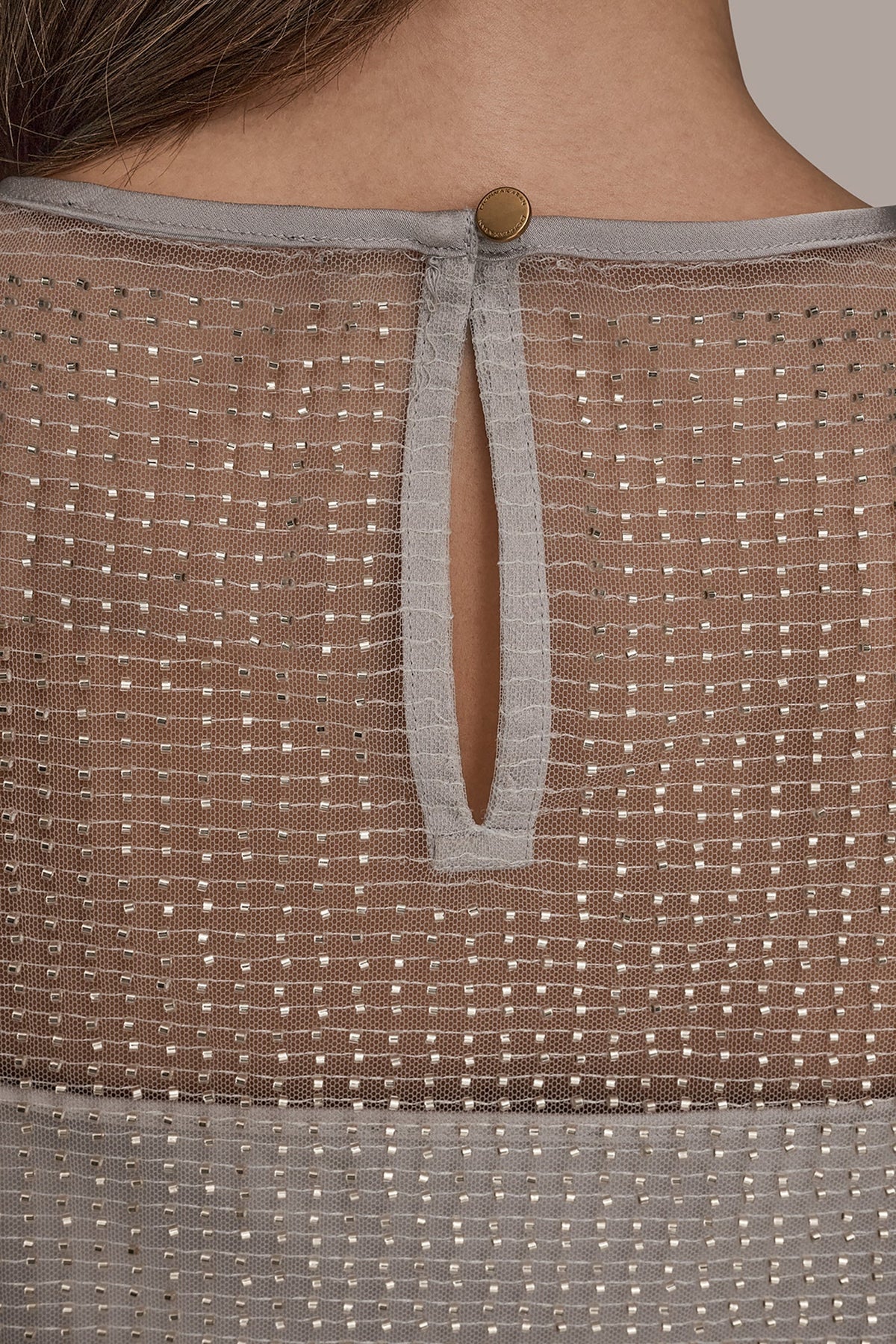 Donna Karan LAYERED BEADED SLEEVELESS BLOUSE