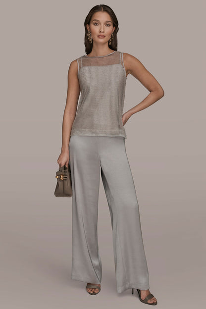 Donna Karan LAYERED BEADED SLEEVELESS BLOUSE