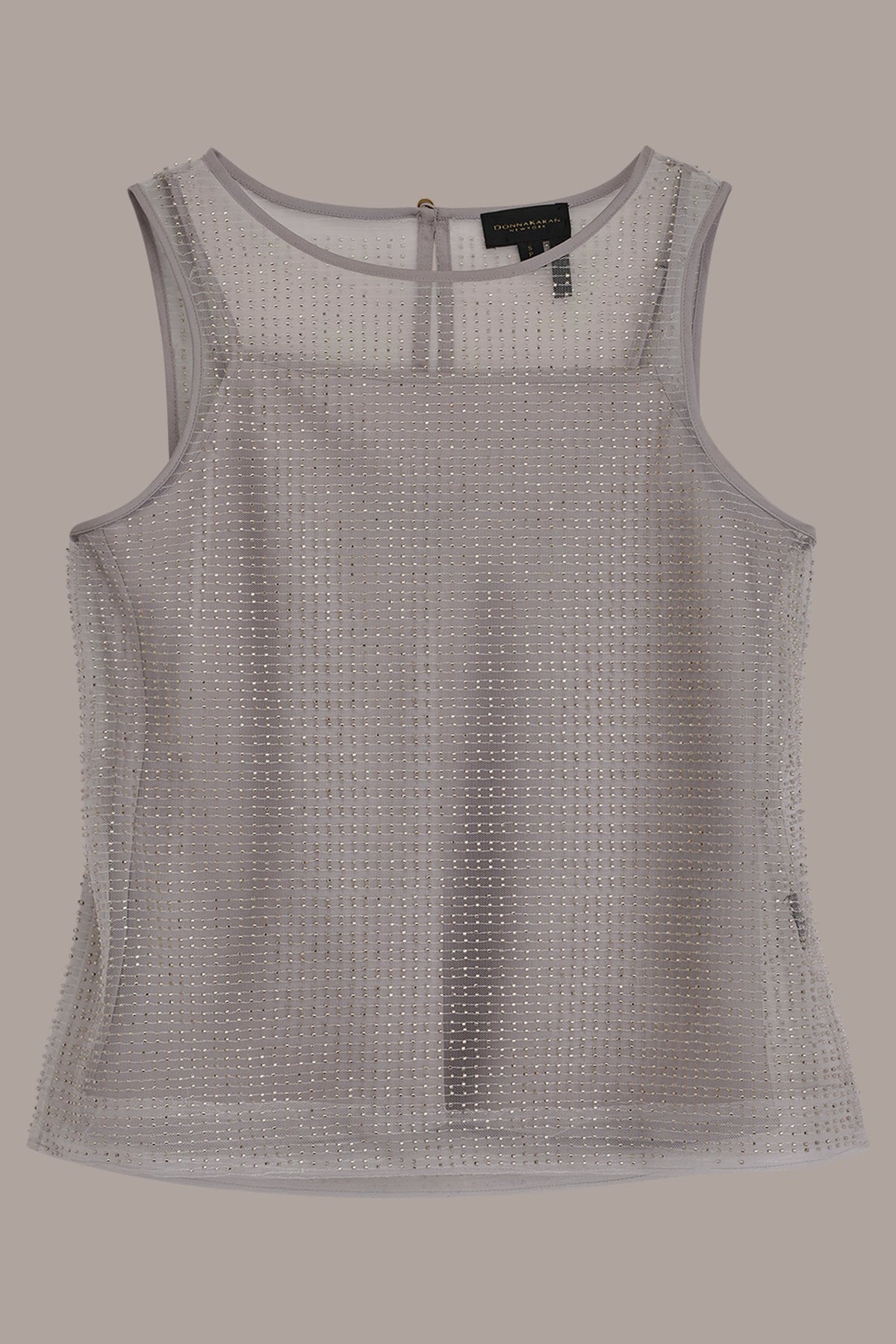 Donna Karan LAYERED BEADED SLEEVELESS BLOUSE