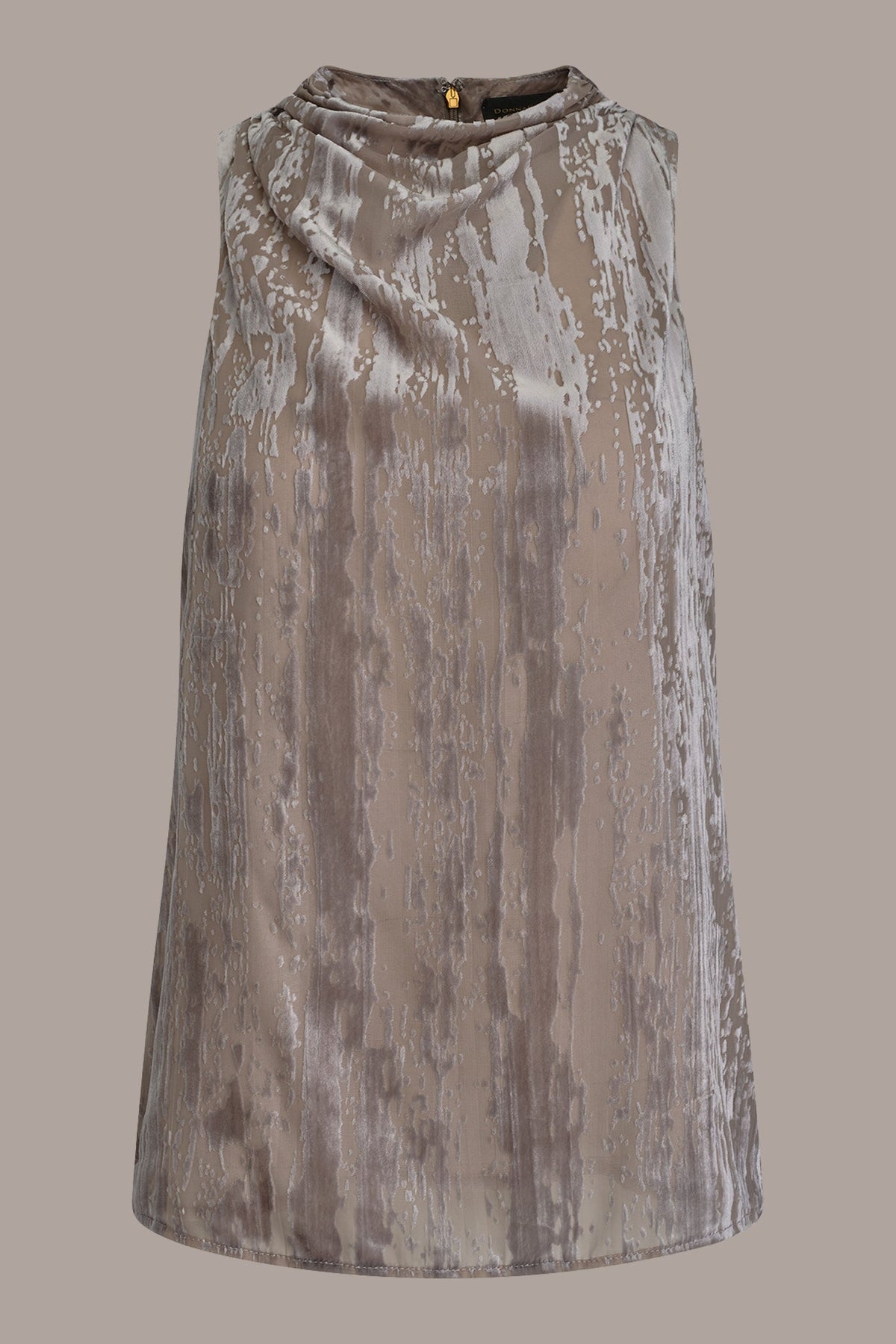 Donna Karan SLEEVELESS HIGH-NECK BURNOUT BLOUSE