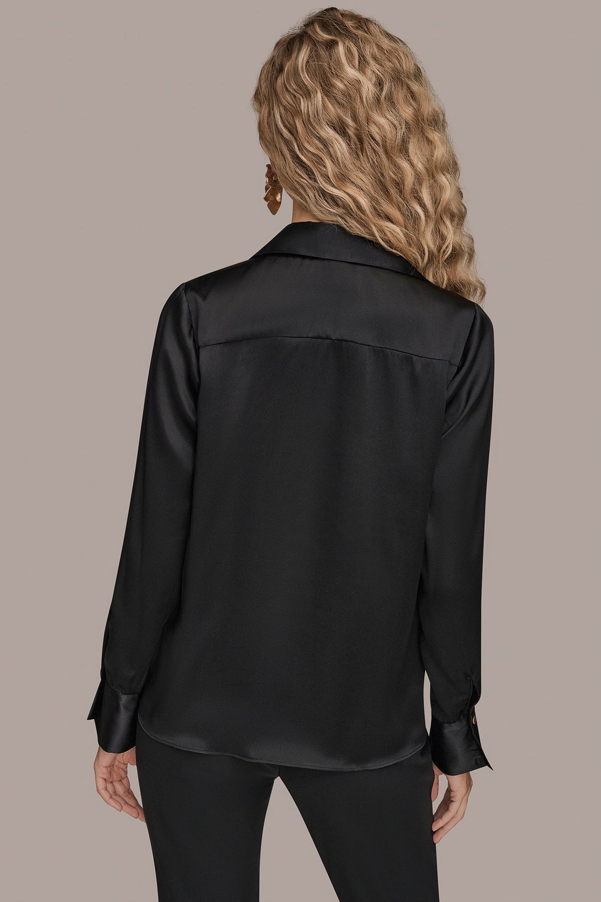 Donna Karan STRETCH SILK-SATIN SHIRT