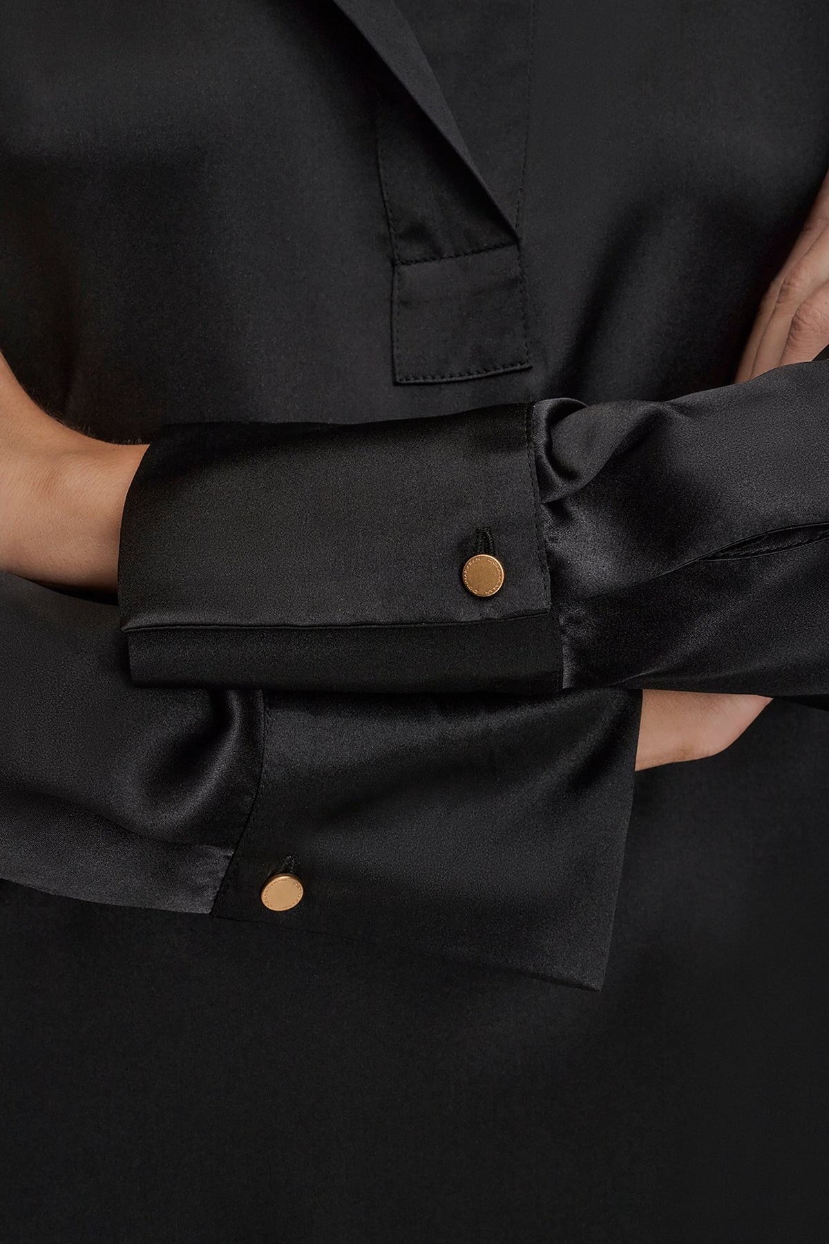 Donna Karan STRETCH SILK-SATIN SHIRT