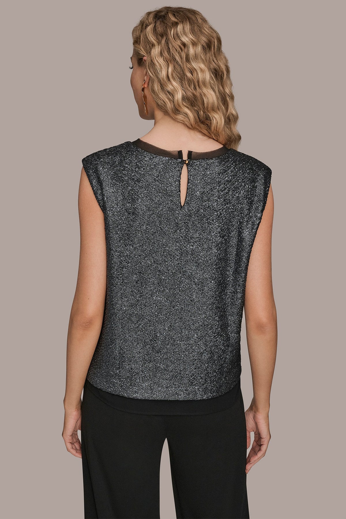 Donna Karan CHIFFON-TRIMMED BLOUSE