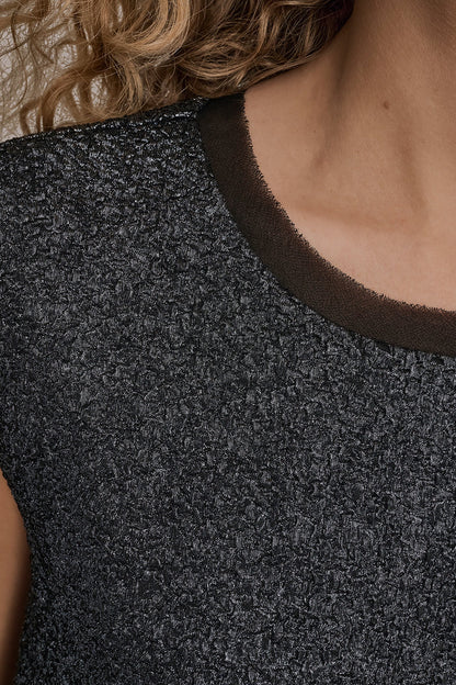 Donna Karan CHIFFON-TRIMMED BLOUSE