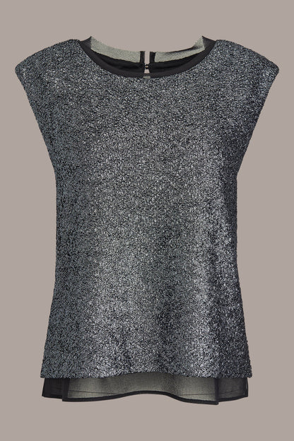 Donna Karan CHIFFON-TRIMMED BLOUSE