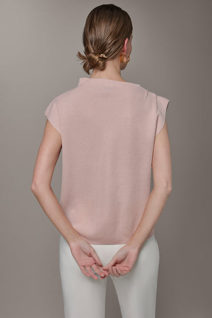 Donna Karan SEQUIN ASYMMETRIC FUNNEL NECK SWEATER