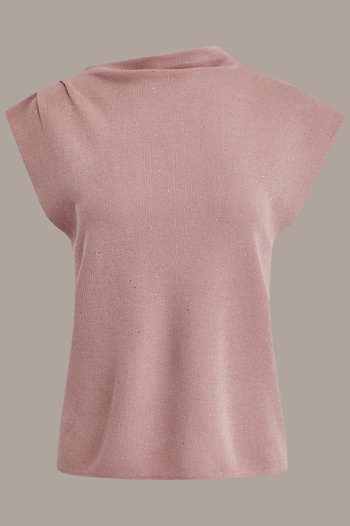 Donna Karan SEQUIN ASYMMETRIC FUNNEL NECK SWEATER