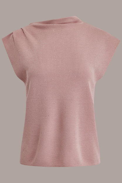 Donna Karan SEQUIN ASYMMETRIC FUNNEL NECK SWEATER