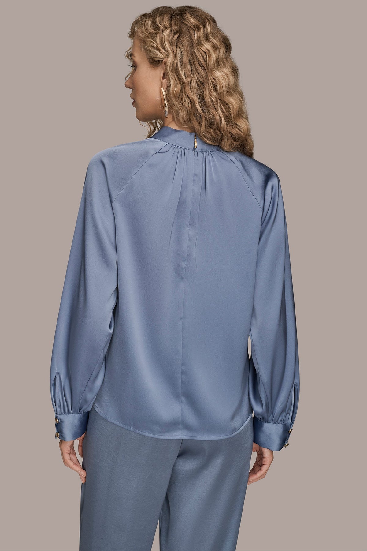 Donna Karan BUTTON-NECK BLOUSE