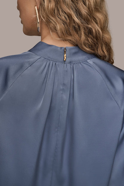 Donna Karan BUTTON-NECK BLOUSE