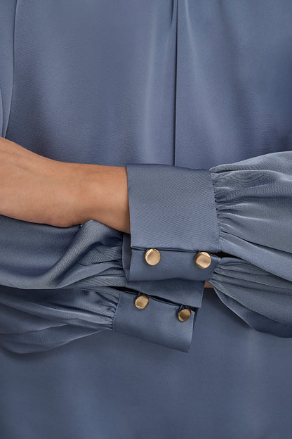 Donna Karan BUTTON-NECK BLOUSE