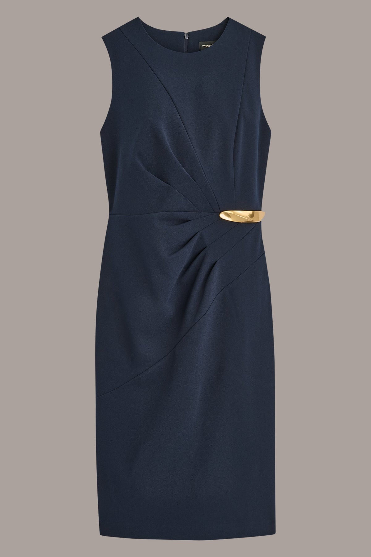 Donna Karan SLEEVELESS PLEATED MIDI SHEATH DRESS