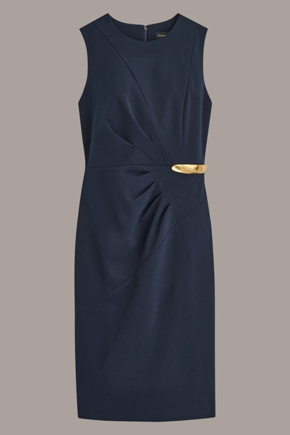 Donna Karan SLEEVELESS PLEATED MIDI SHEATH DRESS