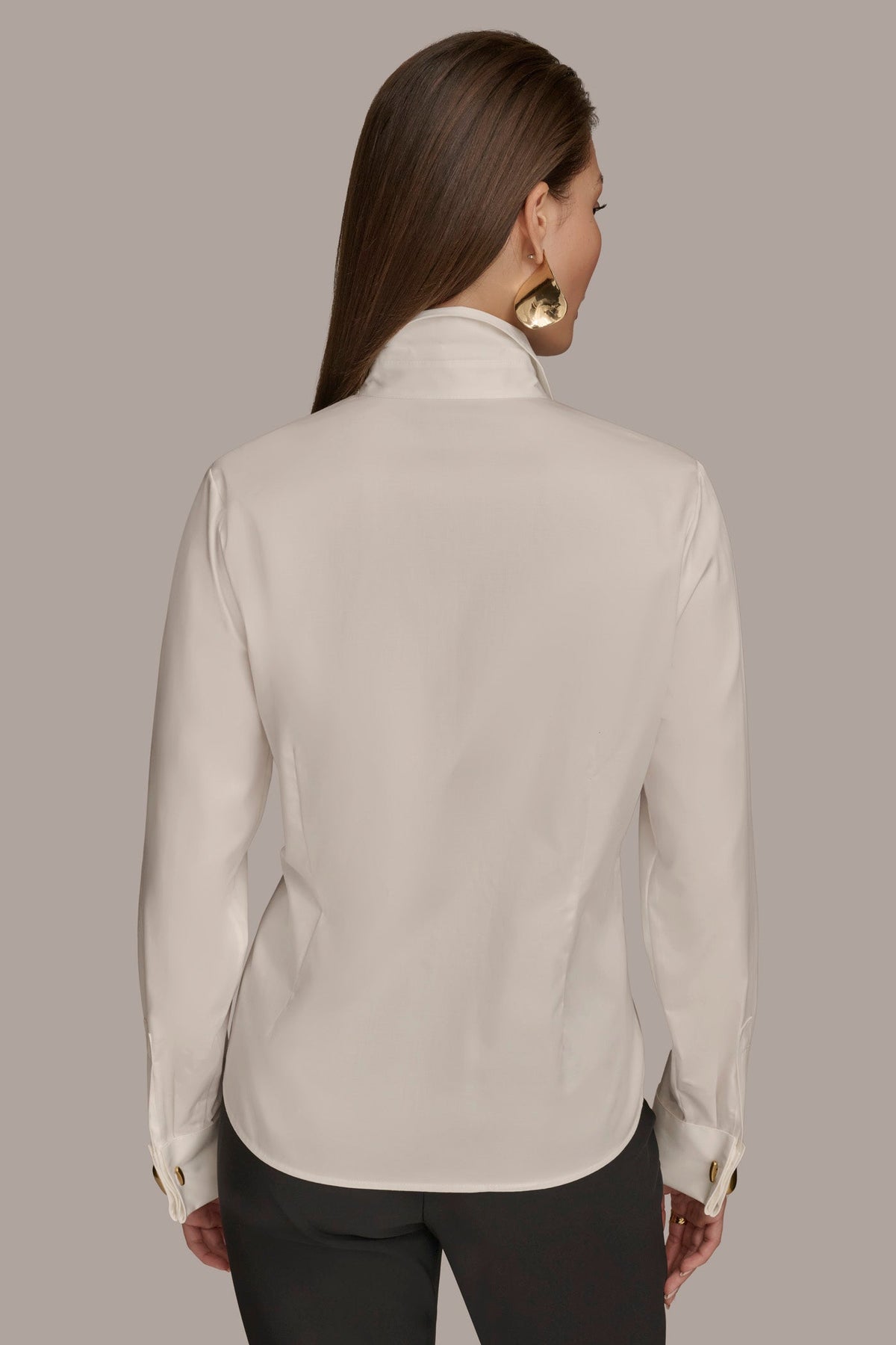 Donna Karan BUTTON UP WITH CUFF HARDWARE TOP