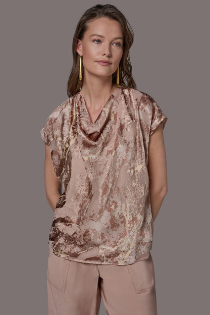 Donna Karan METALLIC BURNOUT BLOUSE