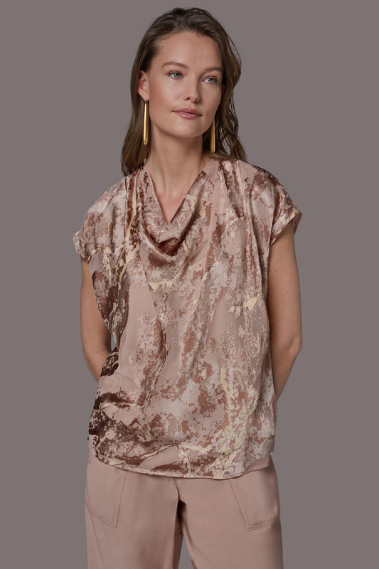 Donna Karan METALLIC BURNOUT BLOUSE