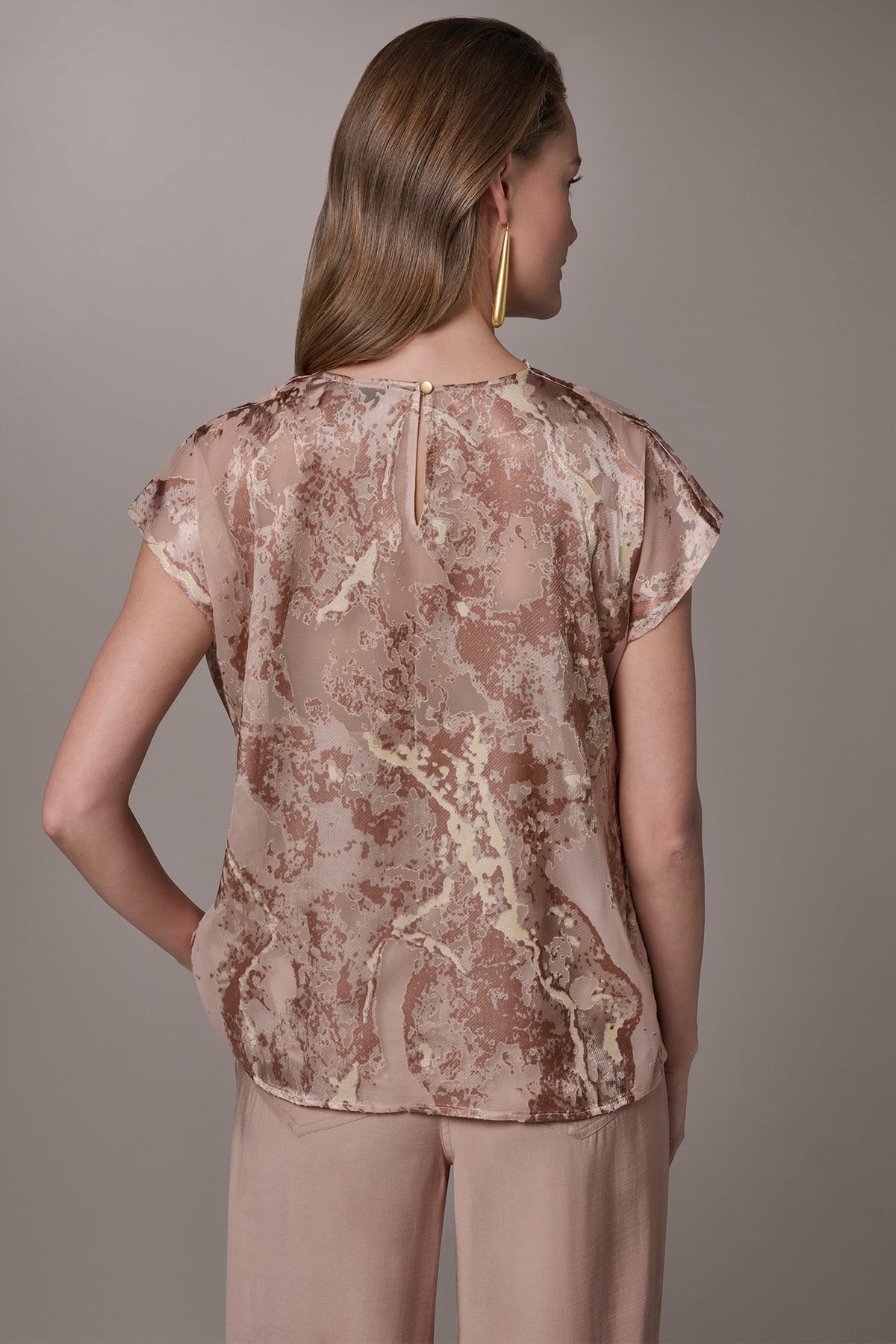 Donna Karan METALLIC BURNOUT BLOUSE