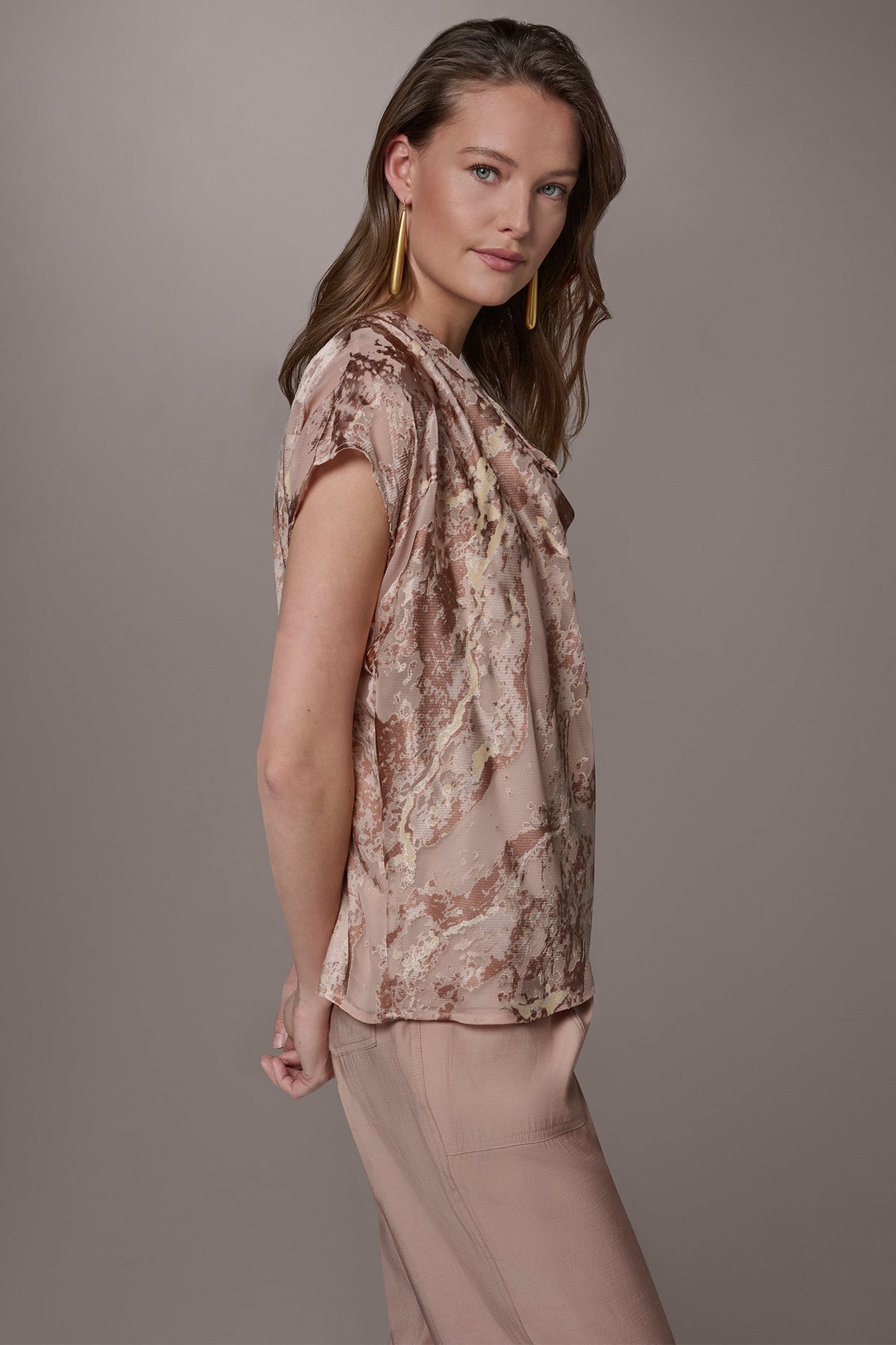 Donna Karan METALLIC BURNOUT BLOUSE