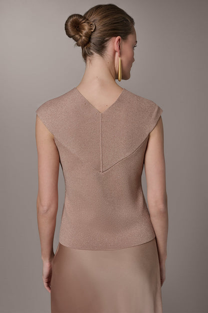 Donna Karan METALLIC TWIST OFF THE SHOULDER SWEATER