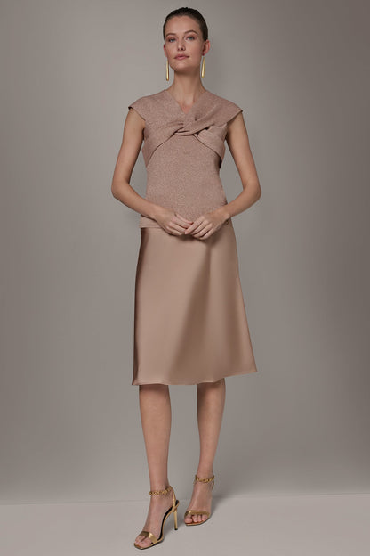 Donna Karan METALLIC TWIST OFF THE SHOULDER SWEATER
